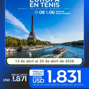 👟 Europa en Tenis | Circuito 8 Días / 6 Noches – Salida desde Medellín
